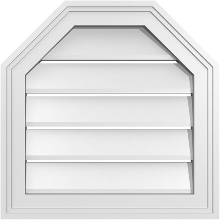 Ekena Millwork Octagonal Top Surface Mount PVC Gable Vent w/ 2"W x 1-1/2"P Brickmould Frame, 18"W x 18"H GVPOT18X1802SF